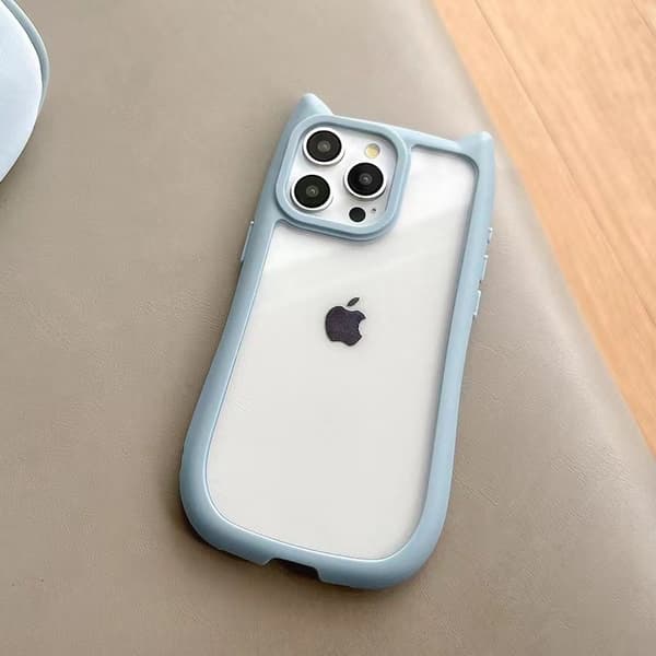Etui til iPhone 17PRO Blå Enkel 3D Katteøre Anti-fall