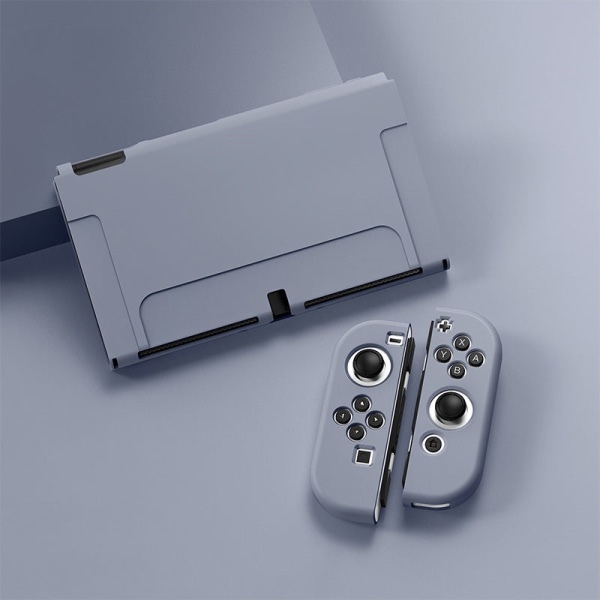 För Switch OLED- case All-inclusive TPU Mjukt case Frostade Färgglada skal Personlighet Gray Blue