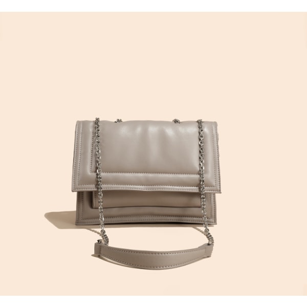 Dame håndtaske Læderkæde Crossbody Milk tea Gray-sheepskin