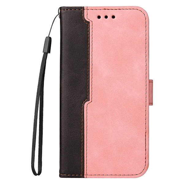 Fodral för iPhone 14 rosa affärssömnad läder brittisk affärsstil
