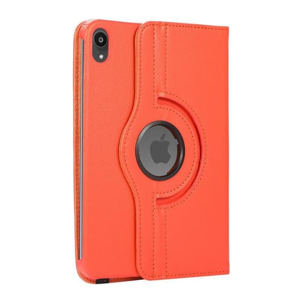 Stilfuldt etui til iPad Mini 6 Orange Litchi Tekstur Roterende Læder