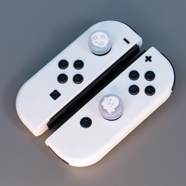 For Nintendo Switch Joystick beskyttelsesdeksel NS OLED Lite Universal Silicone Cute Ghost Milk tea bun