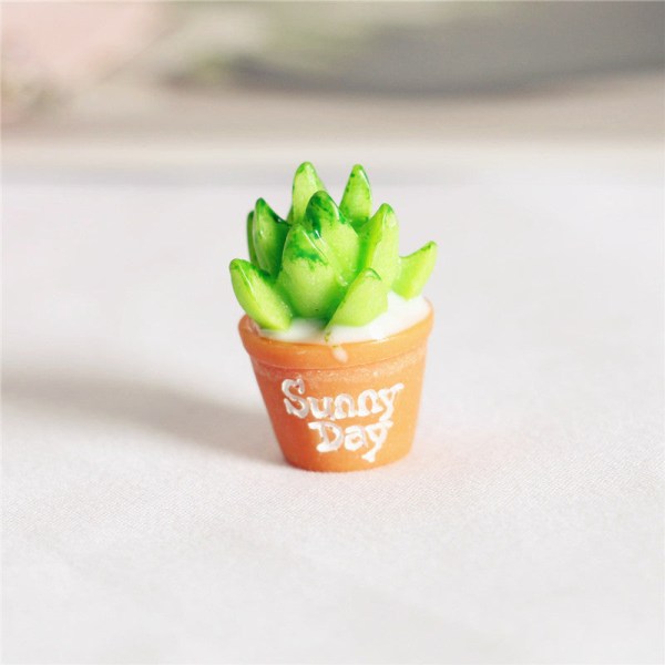 Miniatyrmøbler Leketøy Dukker Hus DIY-dekorasjon Tilbehør Miniharpiks kunstig sukkulentbukse potteplante Green and succulent