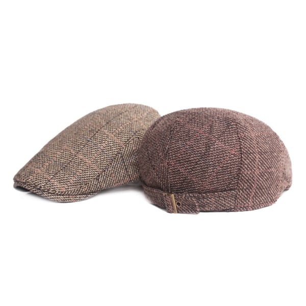 Baskermössa Vinter Peaked Cap Herr Basker Förtjockad hatt Konst Ungdomsförskott Hattar Medelålders och äldre människors hattar Brown Adjustable