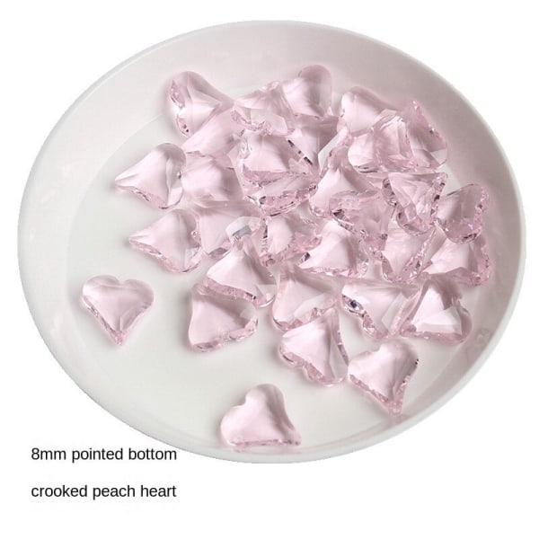 Negledekorationer til Nail Art Ice Powder Series spidsbundet glasbor DIY diamantdekorationer 8mm crooked peach heart