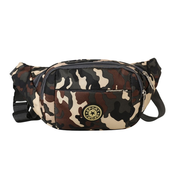 Mænd kvinder Fanny Pack taljetaske Udendørs vandsprøjt Skrå brysttelefon Multi-Purpose Cash s Camouflage Brown