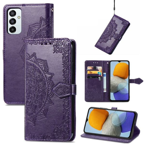 Etui til Samsung S24 lilla lær flip preget