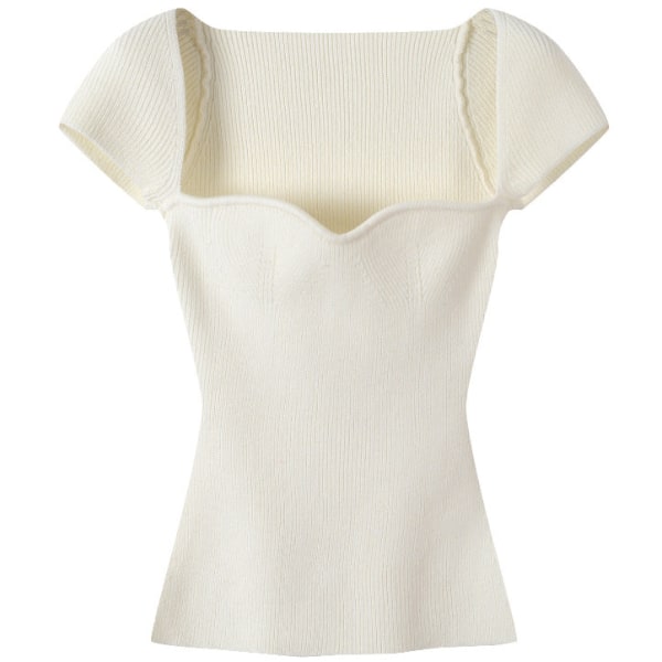 Kvinnor Stickat Höst Vinter Tröja Sneaky Design Sexig Slim Fit Slimming Bottoming Shirt Kort topp White S/M