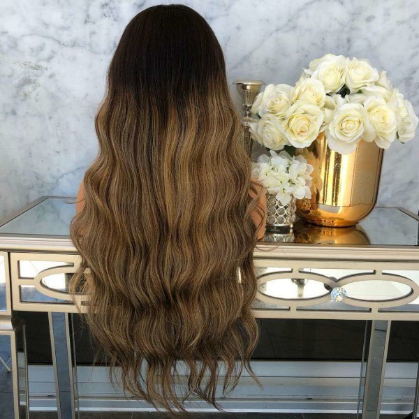 Naisten peruukki, värjätty keskikokoiset ja pitkät kiharat hiukset, synteettiset peruukit W269