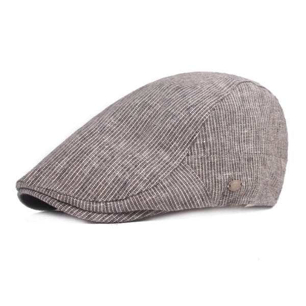 Barettihattu Puuvilla Pellava Beretti Uros- ja Naaraisraidat Cap Kevät ja kesä Aurinkohattu Keski-ikäisten ja iäkkäiden ihmisten hatut Advance-hatut Dark gray Adjustable