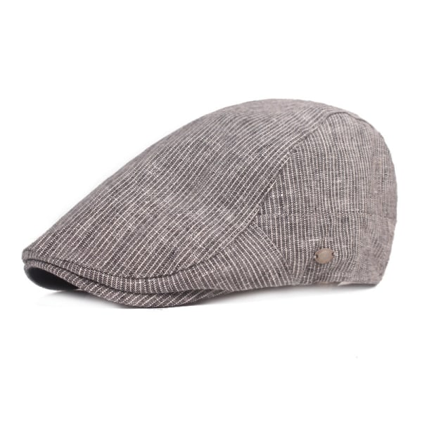 Beretlue Bomull Lin Beret Striper for menn og kvinner Topplue Vår- og sommersolhatt Middelaldrende og eldre hatter Advance Hats Dark gray Adjustable