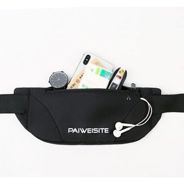 Fanny Pack Løpebelte Midjeveske Organizer Sports Vanntett Bærbar Black 6.5 inches