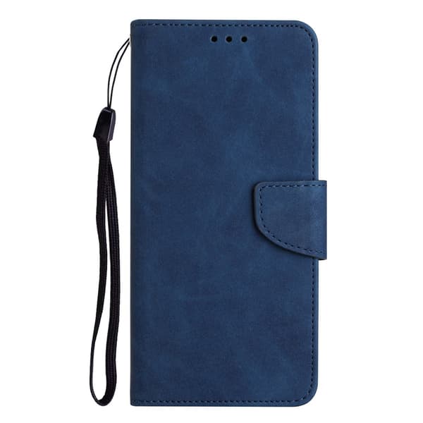 Fodral för iPhone 13 Mini marinblå solid flip blad kortplats läder solid hudkänsla buck