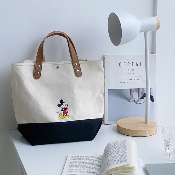 Dam Handväska Canvas Bag Tote Bärbar axel Mångsidig Konstnärlig Beige