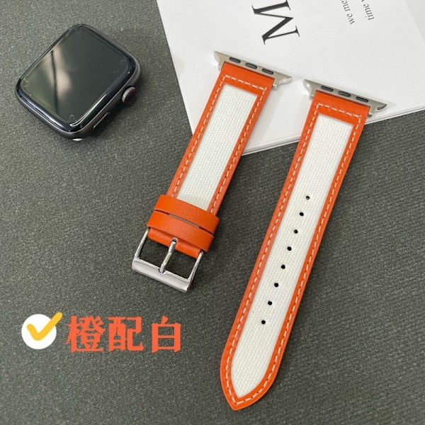 Kellon ranneke Apple Watch iWatchille ilman liitintä, oranssi ja valkoinen