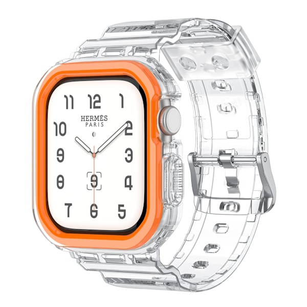 Kellon ranneke Apple Watch iWatch 10. sukupolven läpinäkyvälle + oranssille kehykselle 42MM