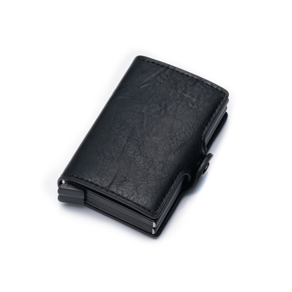 RFID automaattinen ponnahdusikkuna kaksinkertainen korttipidike Suojattu varkaudenesto pyyhkäisevä pankkikorttipidike Black