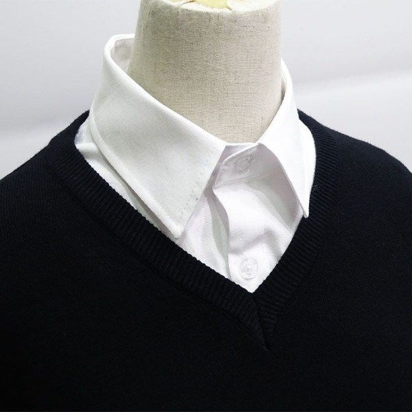 Kvinnor tjejer falsk krage Fritid Professionell V Letter Dekoration Skjorta Vit Anti-Variant Tröja White collar 38 size 165/84A