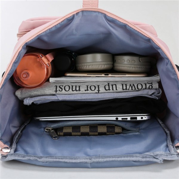Backpack Women   Casual Travel School   Simple Lightweight Gym   Men Hiking shoulder bag Pink 19 inches