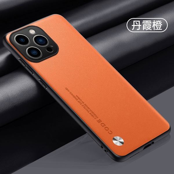 Skal för iPhone 13 Danxia Orange Enkelt Läder Personlighet Helt Tunt och Enkelt