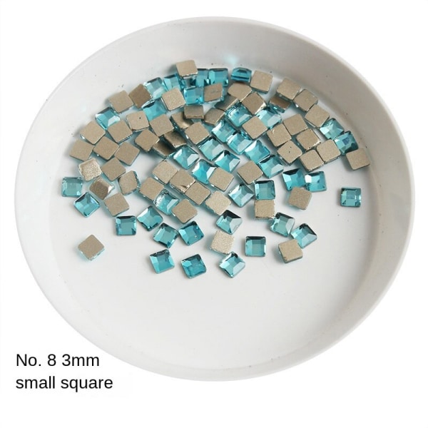 Negledekorasjoner for Nail Art Lake Blue Series Glass Flat Diamond Ornament 8#