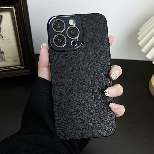 Etui til iPhone 14 Earl Black Lychee Tekstur Hudfølelse Krystallpore Hard