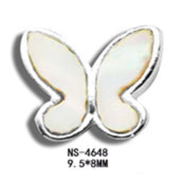 Nageldekorationer för nail art japansk prydnad tredimensionell fjärilsimitation skalsten blommande legering NS-4648 White K White