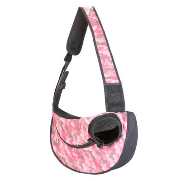 Menn kvinner Fanny Pack Midjeveske Skulder Hund Bryst Cross Body Gå ut Portable Pet L Pink camouflage