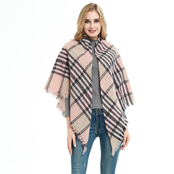 Women Scarf Shawl 2022 Autumn Winter Thin Warm Sun Protection Casual Pink 135cm