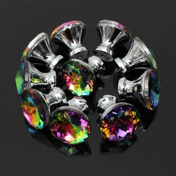 8st 30mm Zijinhua Färgglada Kristall Möbelhandtag Garderob Låda Dörrhandtag Colorful