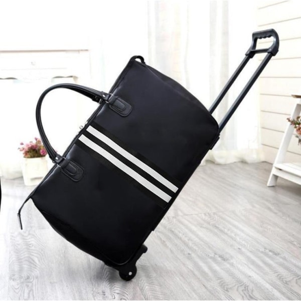 Trendig bärbar resväska för män och kvinnor Boardingväska för män Vattentät Studentvagn med stor kapacitet Double White Stripes Large Size 59*53*38