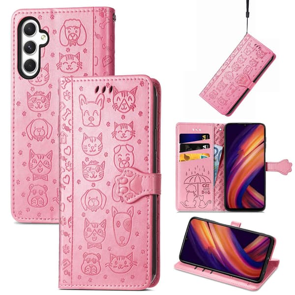 Fodral för Samsung A53 5G rosa Läder Flip Kort Plånbok