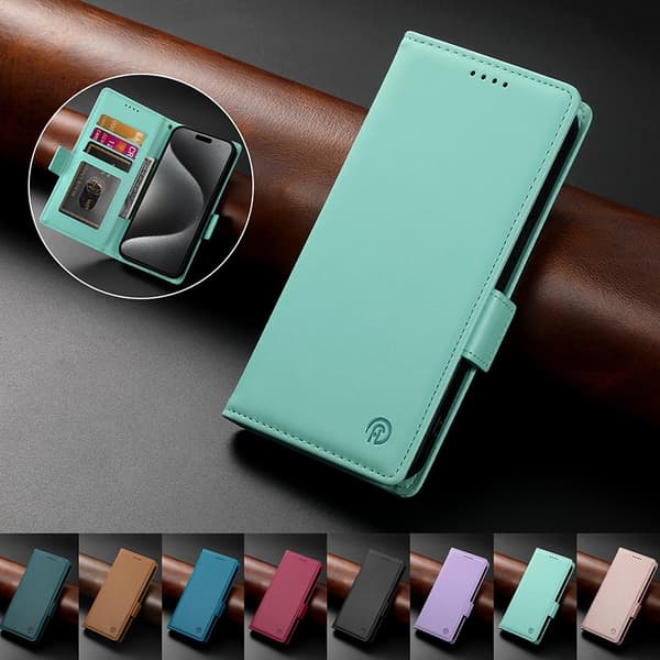 Fodral för iPhone 13 grönt läder flip
