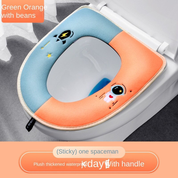 3 stk Home toiletsædebetræk Magic Sticky Hook fortykket vandtæt Four Seasons plys toiletsædebetræk Green Orange