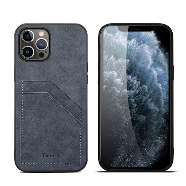 Fodral för iPhone 13 grått kortfack fullnarvigt kalvskinn anti-fall