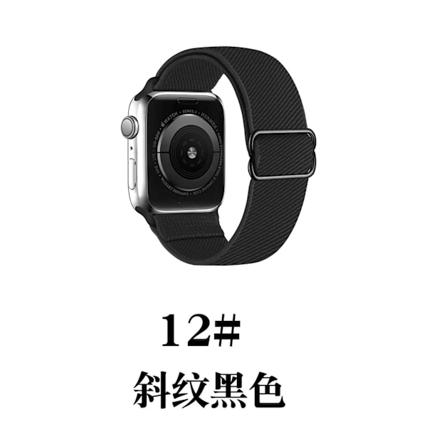 Urrem til Apple Watch iWatch 38/40/41 med tykt justeringsspænde, twill sort