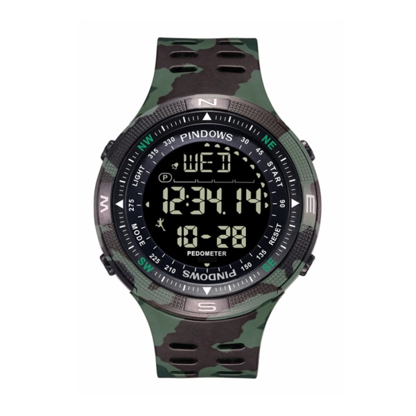 Herreklokker Step Counting Calories Multifunksjonell Sports Electronic Watch Gift wm261 Green camouflage