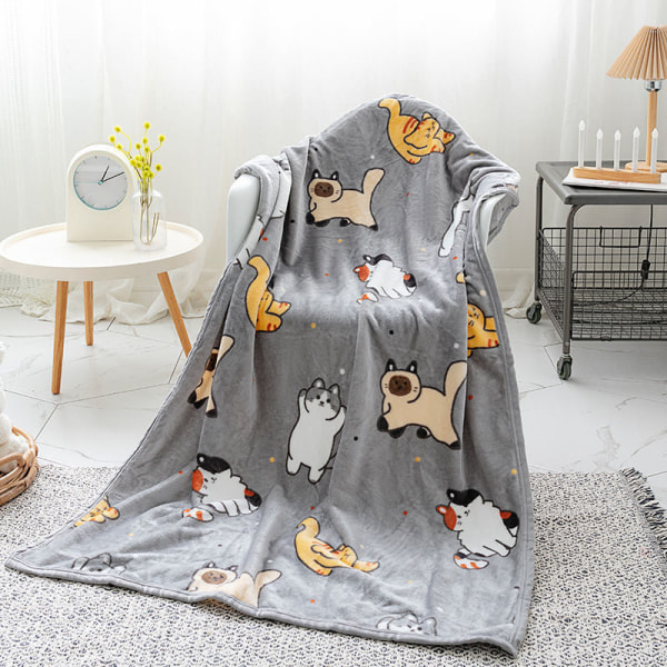 Tynt lite pledd flanell Kontordeksel Benteppe Enkelt Aircondition Blundteppe Coral Fleece Kitty 180*200cm