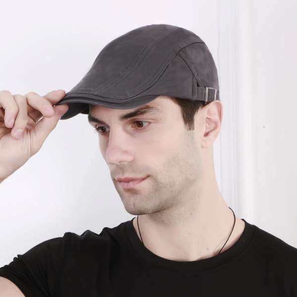 Barettihattu Puuvillainen cap Miesten Naisten Matka-aurinkohattu Retro Advance-hatut Taiteellinen nuorisohattu Gray Adjustable