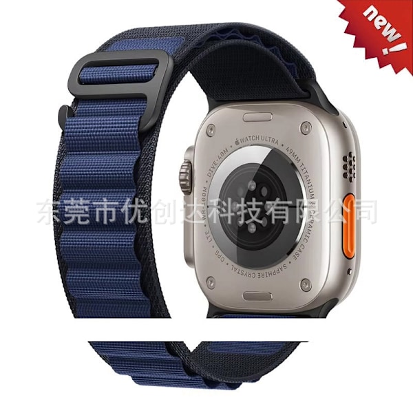 Urrem til Apple Watch iWatch 38/40/41/10. generation 42mm metalhoved Marineblå sort spænde