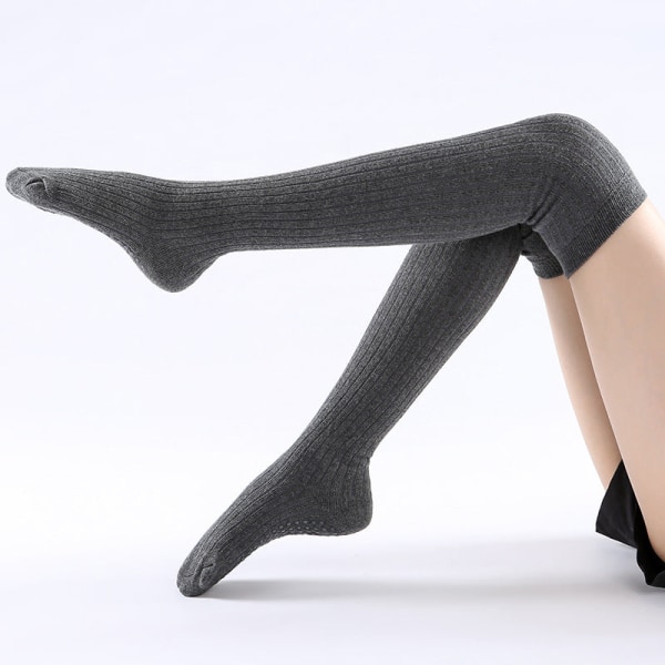 Lange engangs non-slip yoga sokker 3 par dame cross strop Rygløse bomuldsstrømper Pure Gray