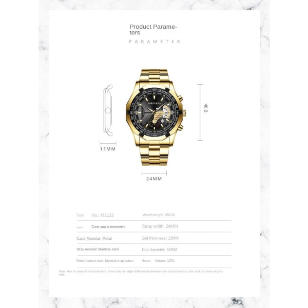Miesten kellot Ei-mekaaninen watch, suuri kellotaulu lahja Full gold black surface