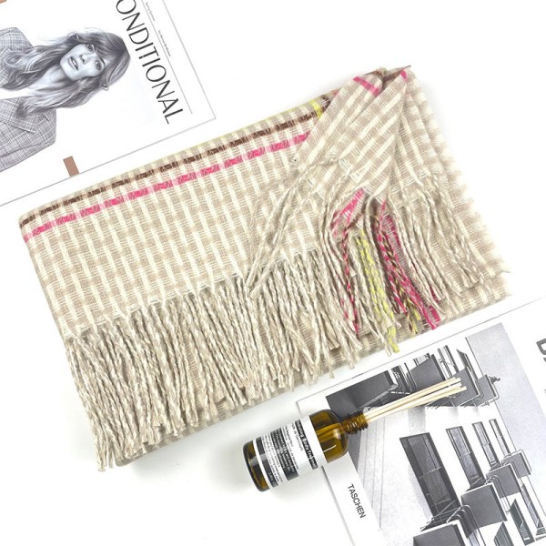 Dual Use Women's Fall Winter Scarf Blanket Wrap Shawl Stole Warm Soft Black and white fine grid 200*70CM