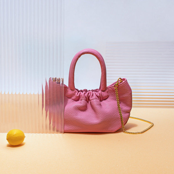 Dam Handväska Cloud Bag Premium fårskinn Plisserad bärbar Pink