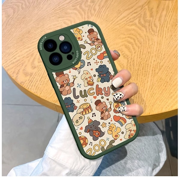 Fodral för iPhone 13MINI lammskinn grön xyp djurfest höst och vinter anti fall personlighet