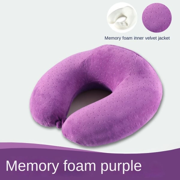 Blød og behagelig rejsepude, der passer til halsen Memory Foam U-formet langsom rebound nakkepude Purple (memory foam) 30*31 * 9/13cm