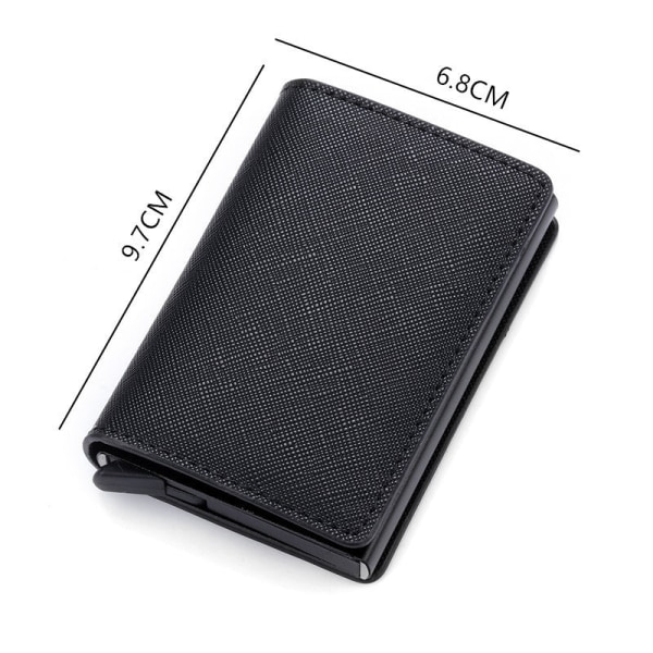 RFID aluminiumslegering lommebok Pu automatisk pop-up kortholder metall lommebok Black