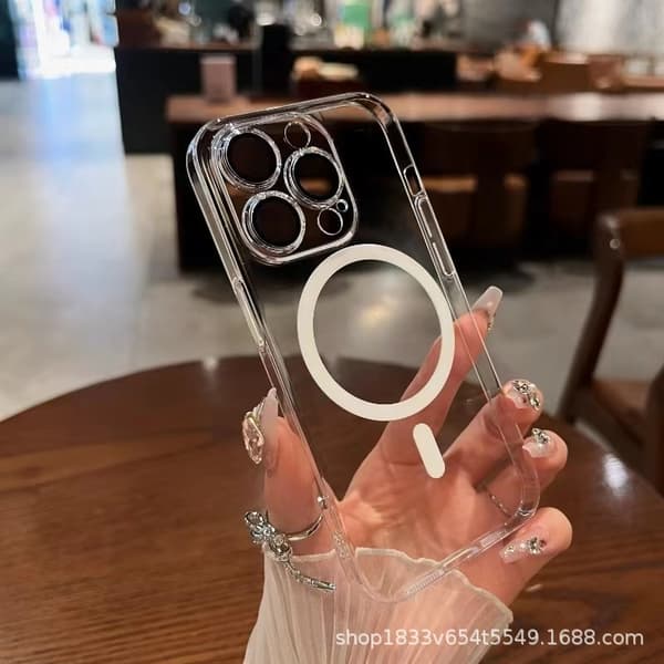 Skal för iPhone 17 transparent PC magnetisk högtransparens magnetisk