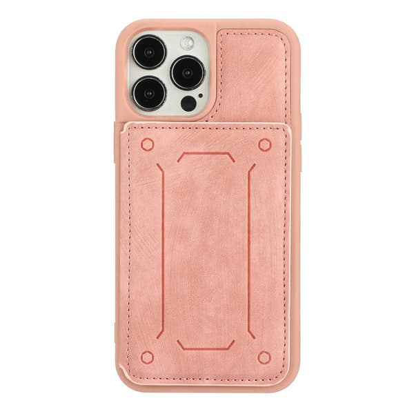 Etui til iPhone 13 Pro Max 6.7 rosa lær lommebok stativ magnetisk
