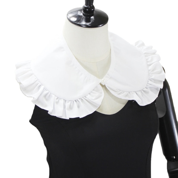 Kvinders falsk krave Aftageligt halvt bomuld Hvid plisseret Peter Pan sjal White
